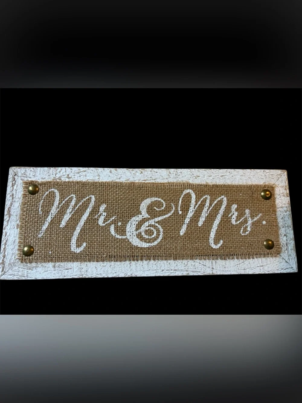 Rustic 'Mr. & Mrs.' Burlap Wall Sign - White and Natural